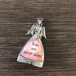 Small Metal Guardian Angel "You Are Never Alone"